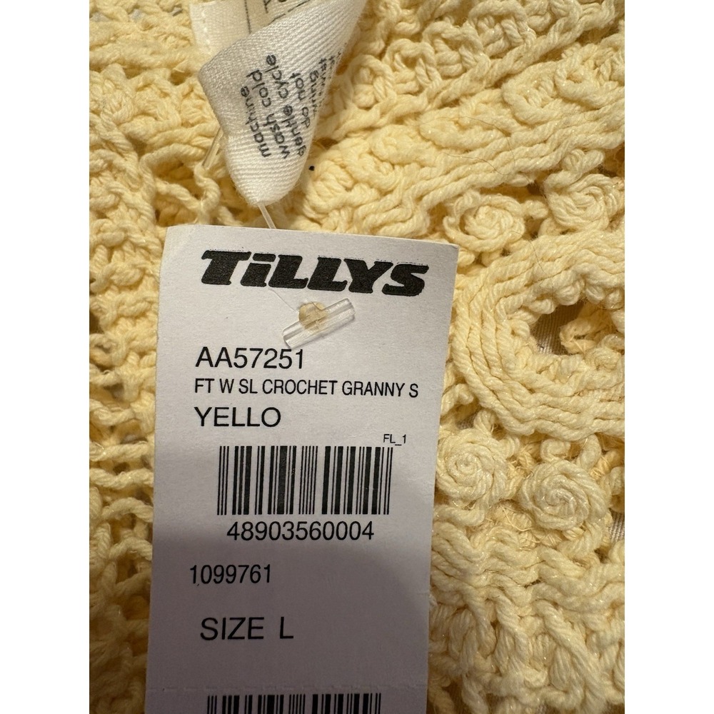 Tilly’s Crochet Cotton Cropped Tank Top cream Sleeveless Wide Strap Size L - Picture 7 of 9